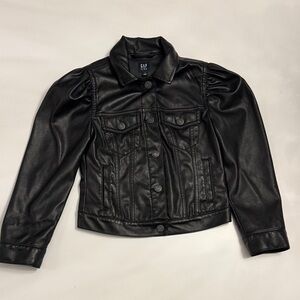 GAP Women's Classic Black Leather Jacket